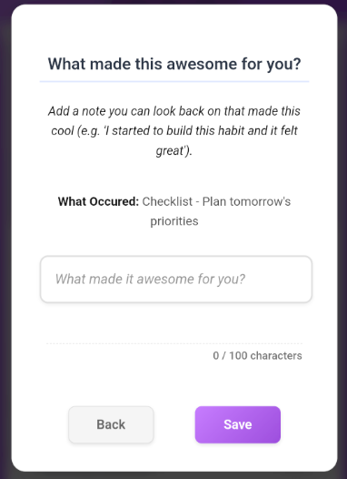Habit Atomics - Add Notes On Completion