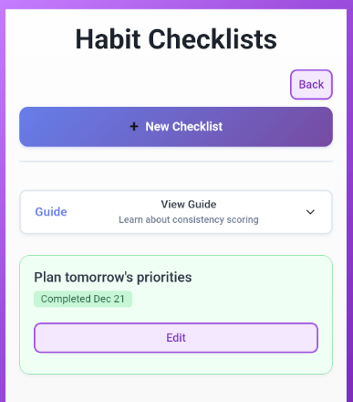 Habit Atomics - Checklists Listing