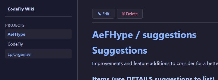 CodeFly Wiki - Edit/Delete