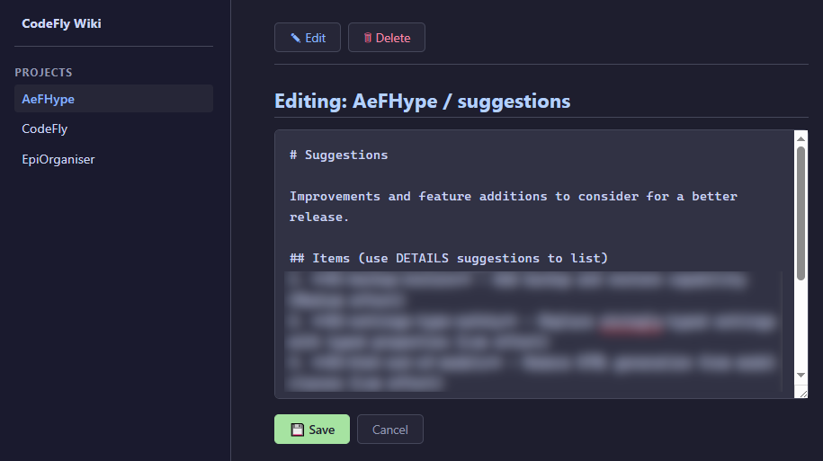 CodeFly Wiki - Editing